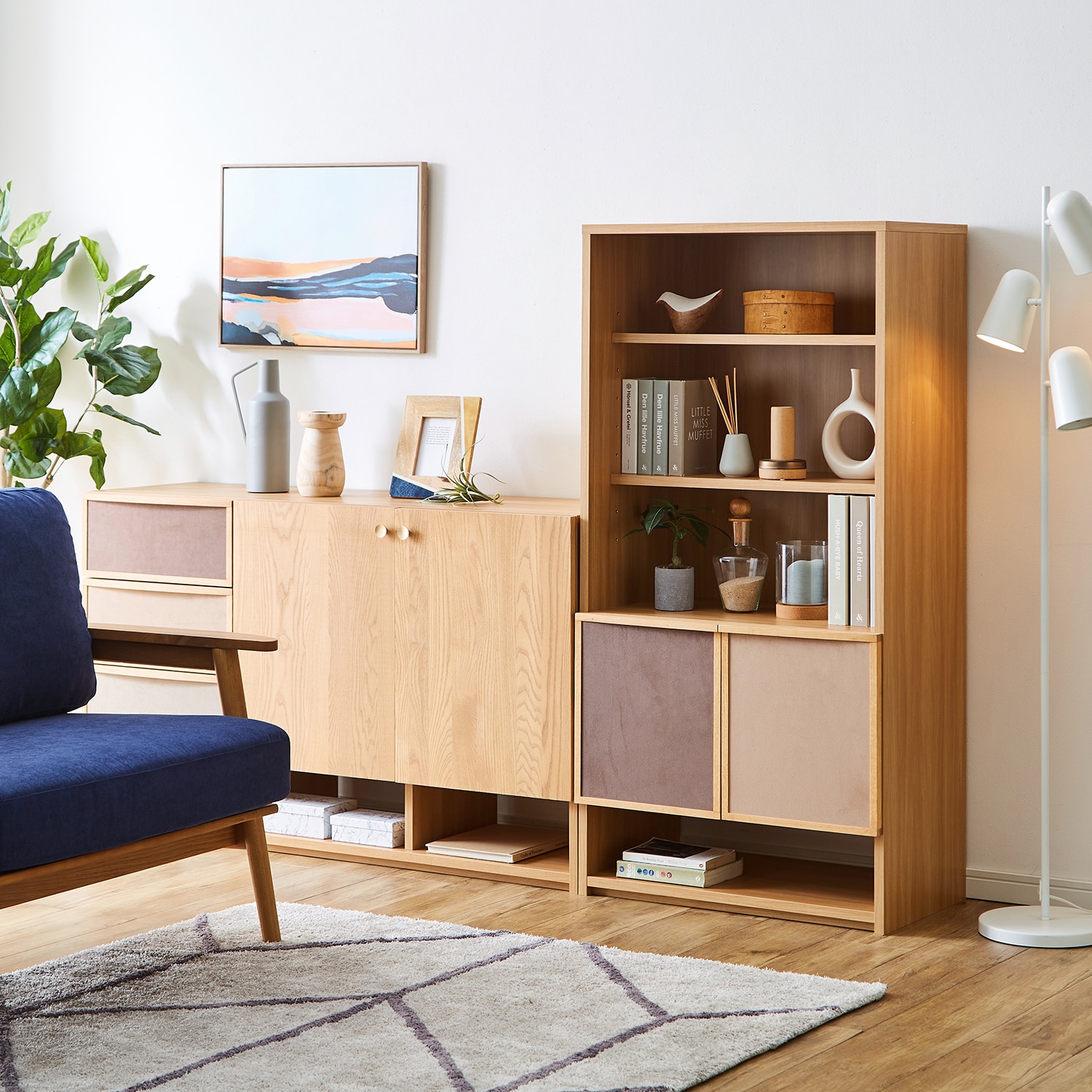 北欧テイストの扉付きオープンラック[日本製]｜通販のベルメゾンネット