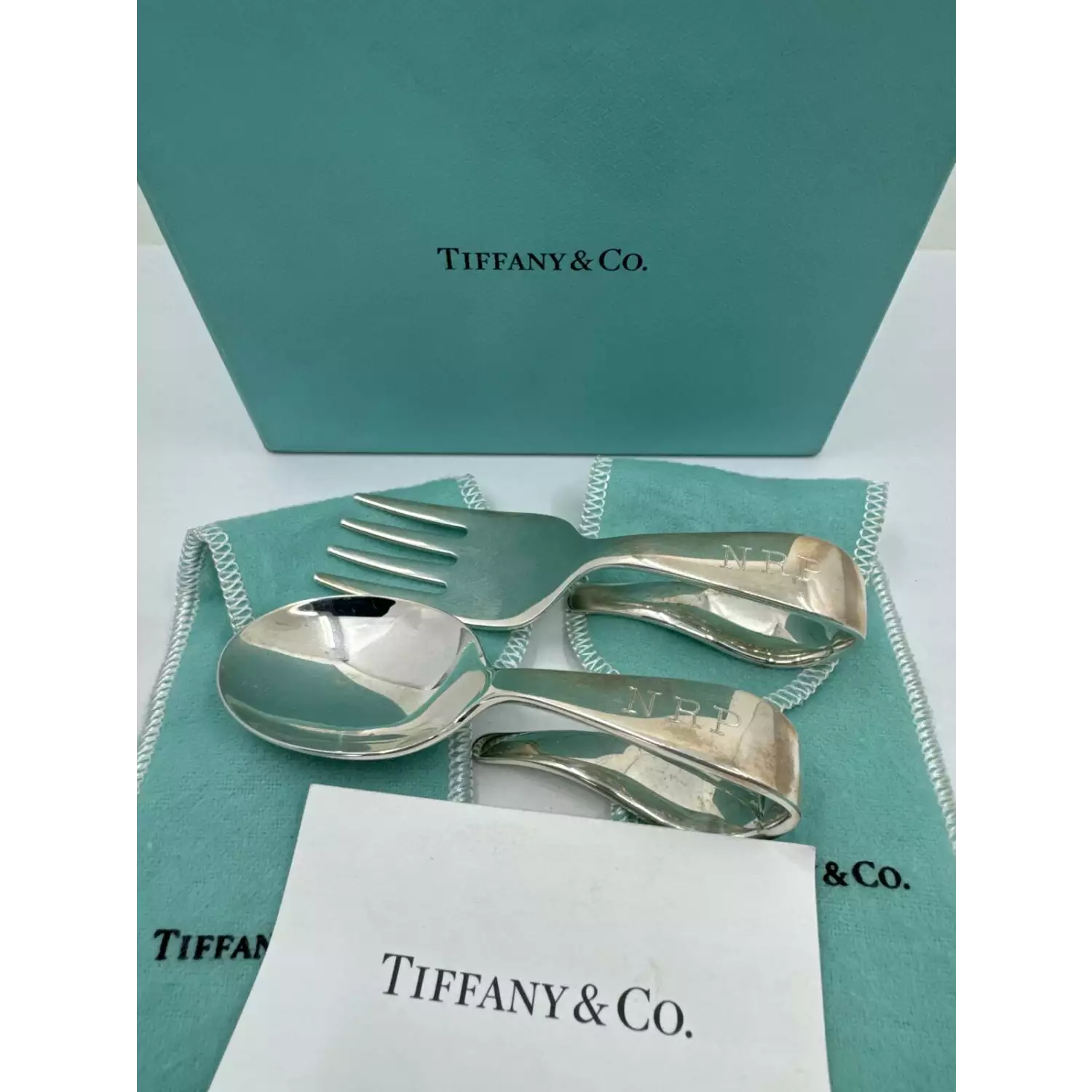Tiffany and Company Monogramed Sterling Silver Loop Baby Spoon and