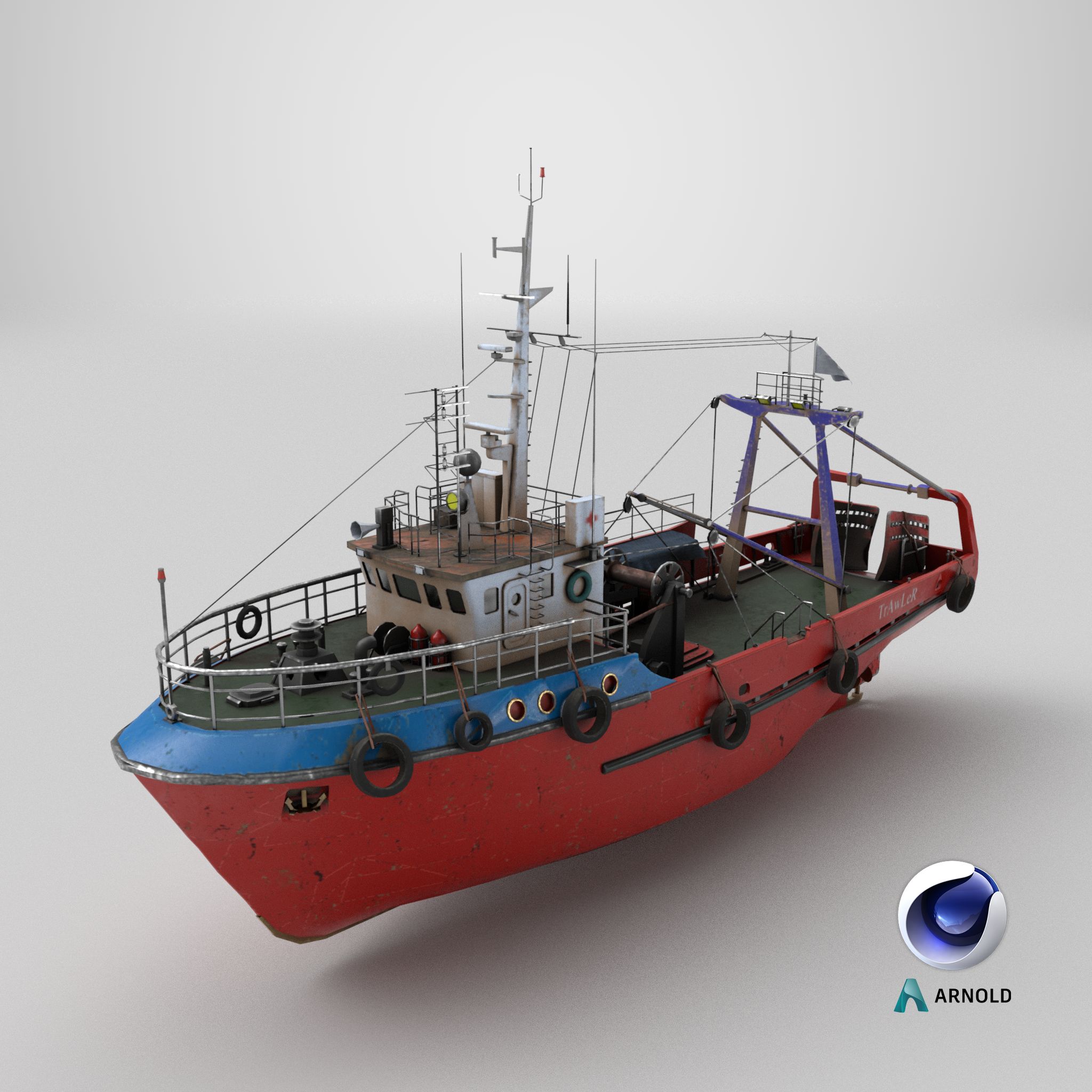 トロール漁船ローポリ PBR 3Dモデル $24 - .obj .fbx .max .blend .ma