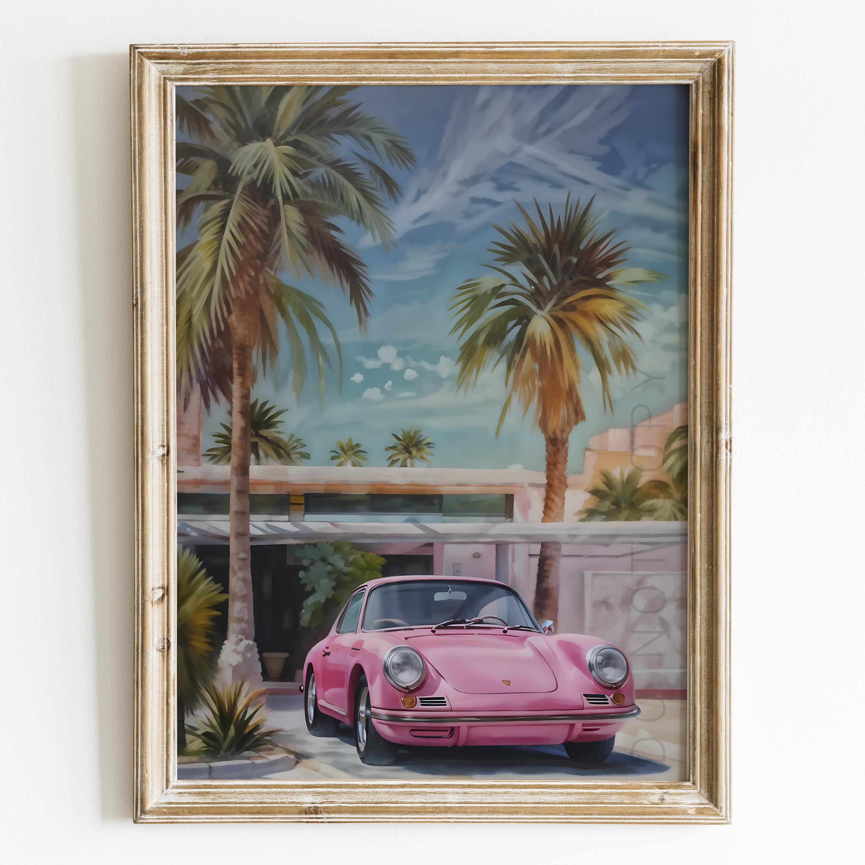 Retro Pink Porsche Canvas Wall Art Poster Prints – Prints Limited