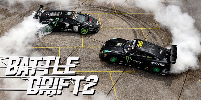 モンスターエナジードリフトドライバーが工業地帯で激走バトル