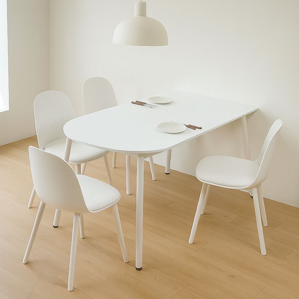 YOUNGGAGU flat 半楕円形 ダイニングテーブル ホワイト［3サイズ