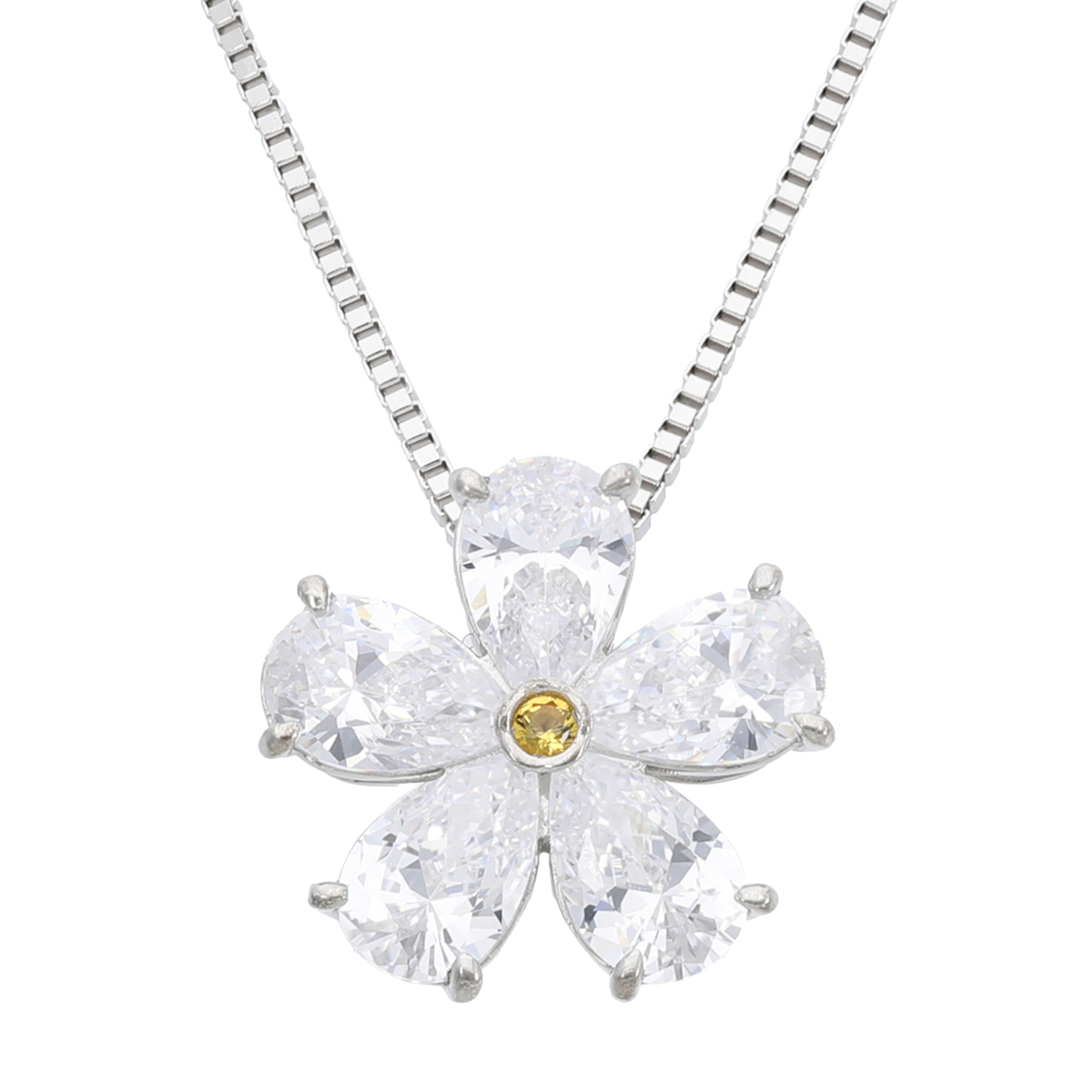 DIAMONIQUE SS エレガントフラワー ペンダント計2.51ct ダイヤモニーク