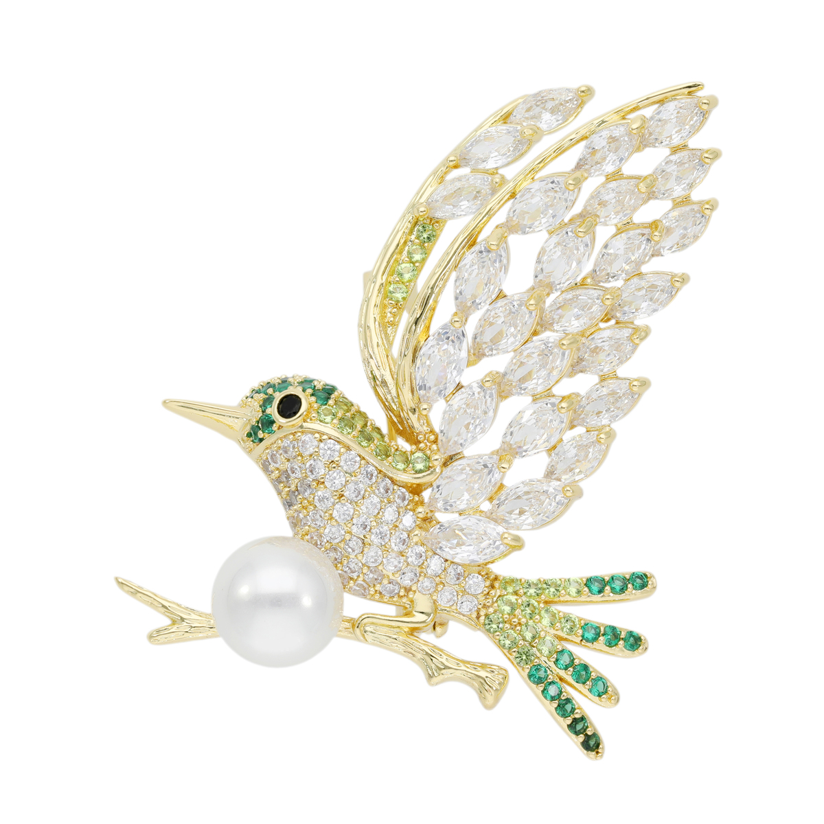 JinkaNezu 飛翔のエメラルドバード ブローチ ジンカネヅ（JinkaNezu