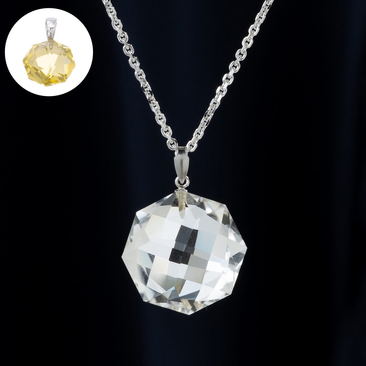 PT900八角水晶ペンダントヘッド20.0ctUP スタックカラーズジュエリー