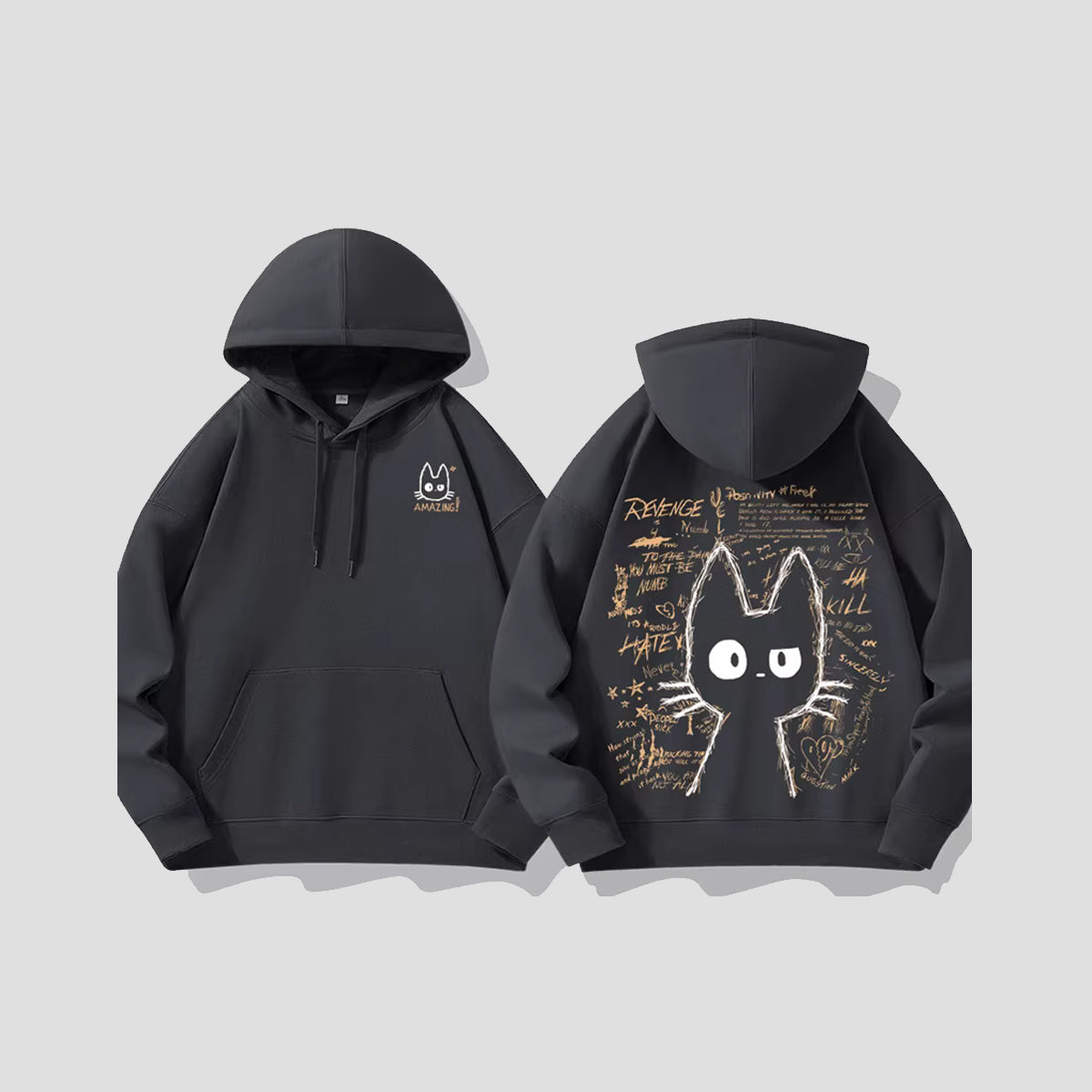 スケッチド・ダークネコ パーカー – RakuInk