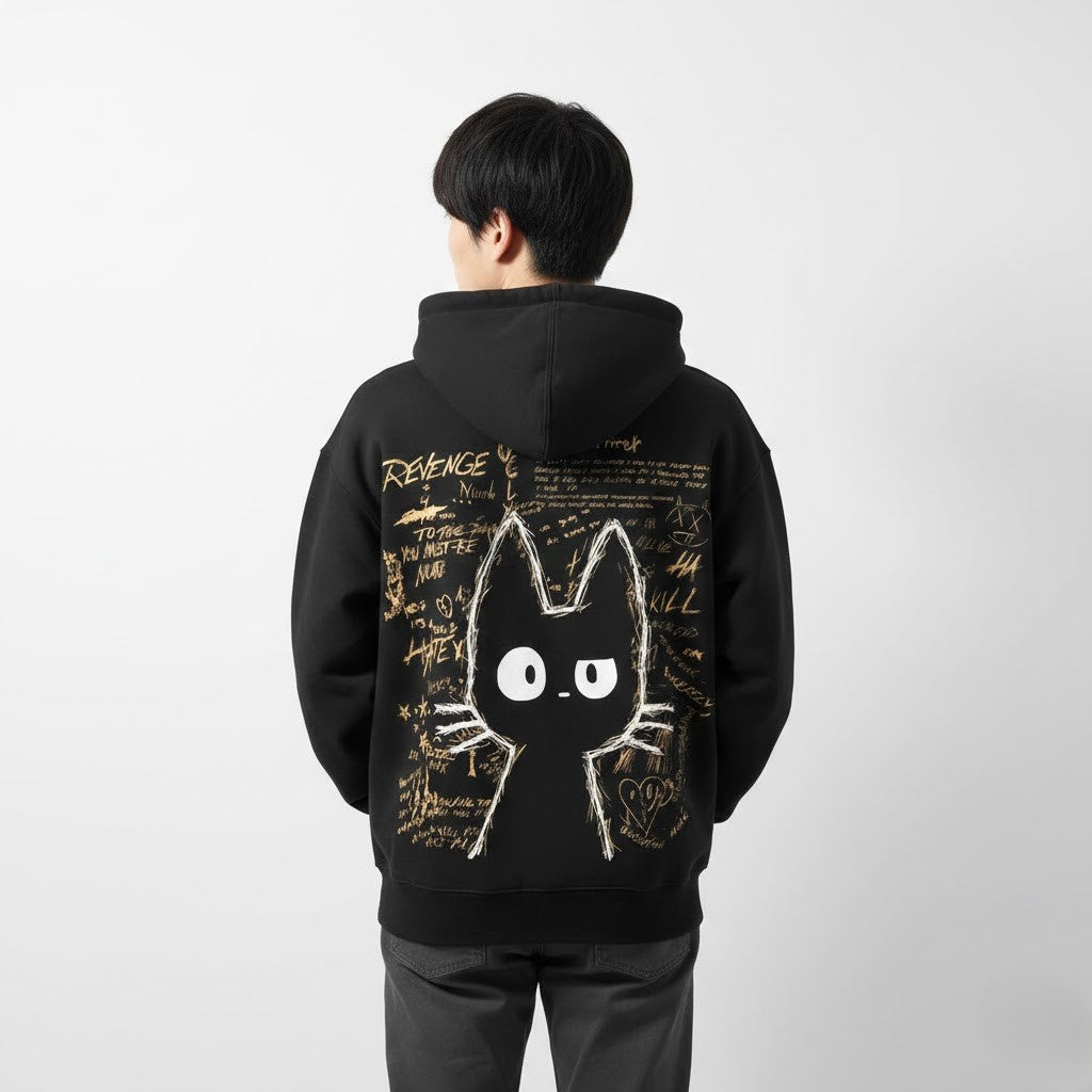 スケッチド・ダークネコ パーカー – RakuInk