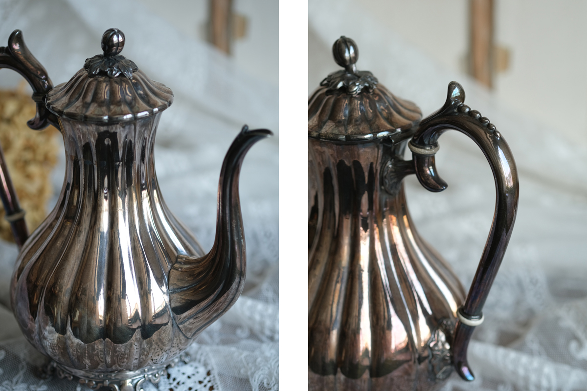 F11 フランス アンティーク ティーポット シルバープレート