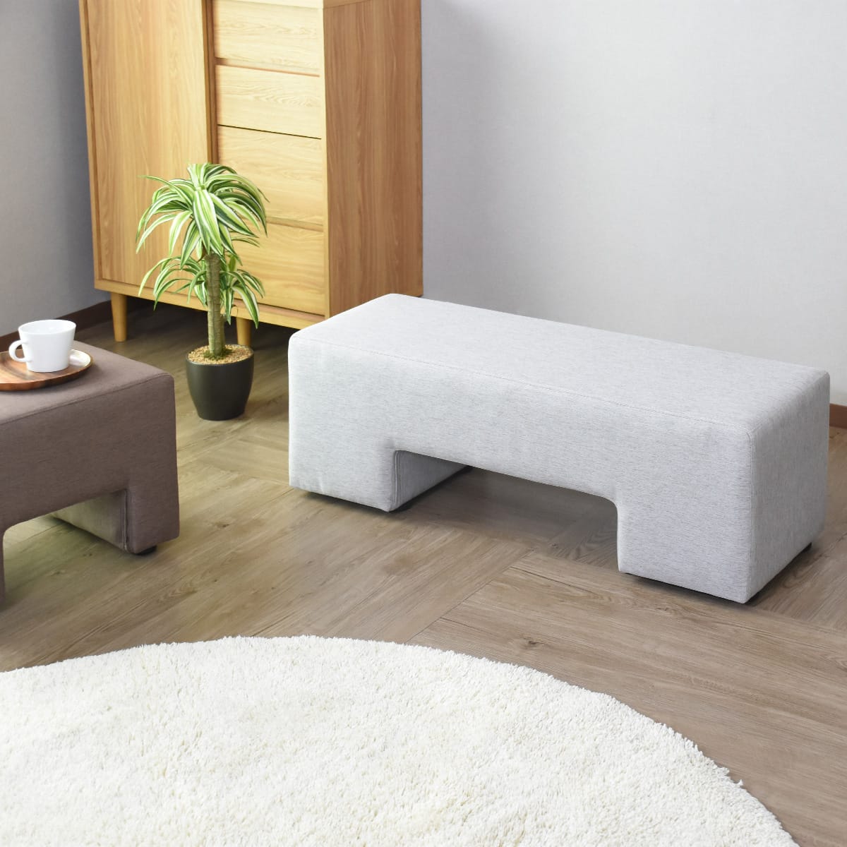 スツール ベンチ 2人掛け ベンチスツール ファブリック 幅110cm