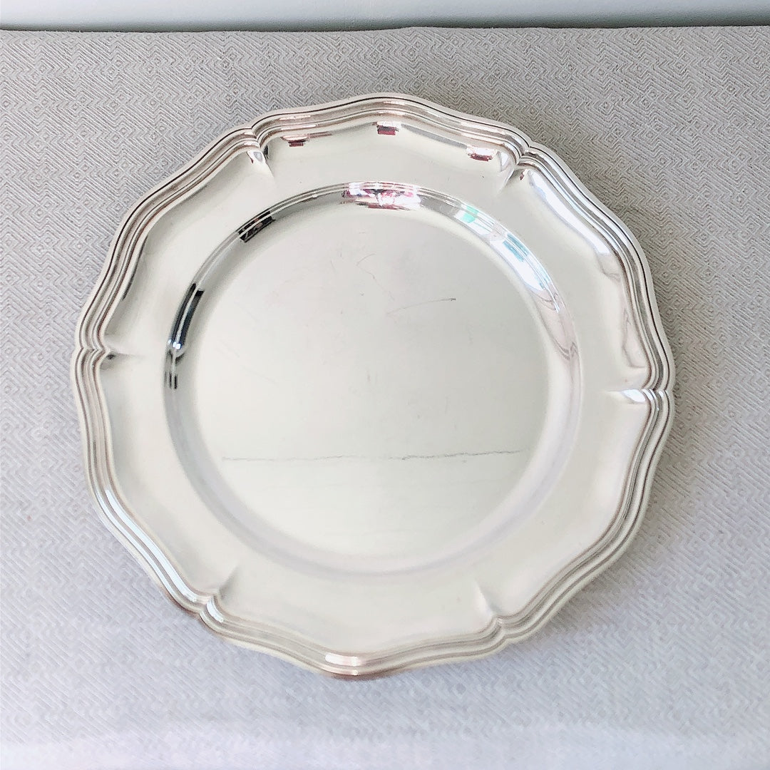 フランス クリストフル製 シルバープレートの花リムプレート 大皿