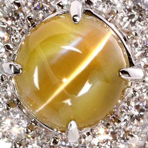 クリソベリルキャッツアイ2.9ct ダイヤモンド0.94ct プラチナ リング