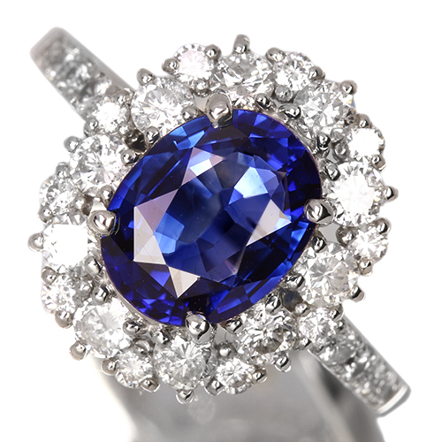 ロイヤルブルーサファイア 2ct ダイヤモンド 0.8ct プラチナ リング