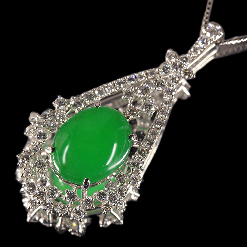 翡翠（ヒスイ） 5.4ct ダイヤモンド 0.9ct プラチナ ネックレス【品質
