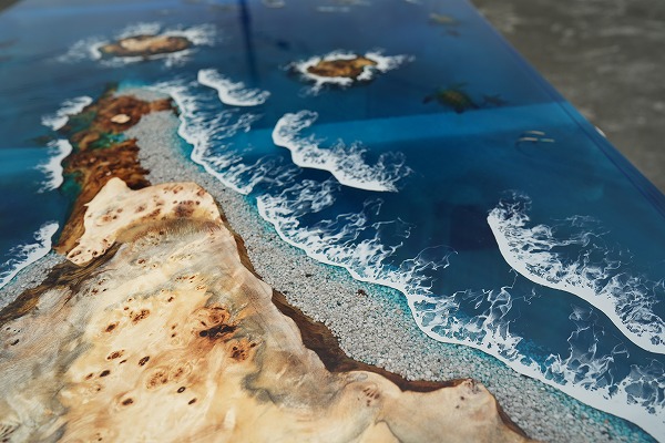 Oceanレジンテーブルを倉庫でオーダー！～岐阜県から旅行を兼ねて