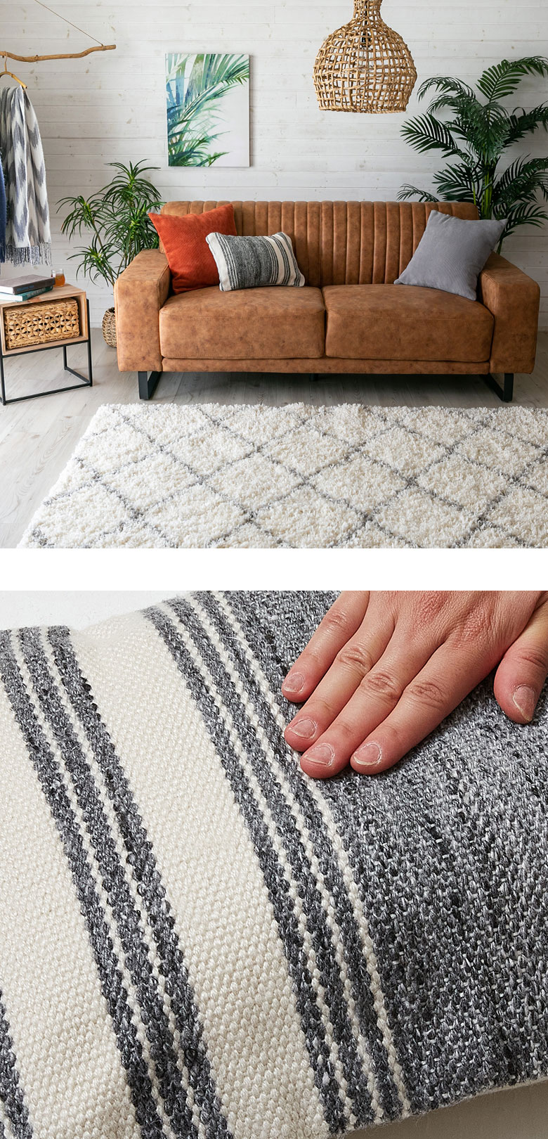 クッションカバー キリム柄 30×50cm ボーダー柄 インド [34479