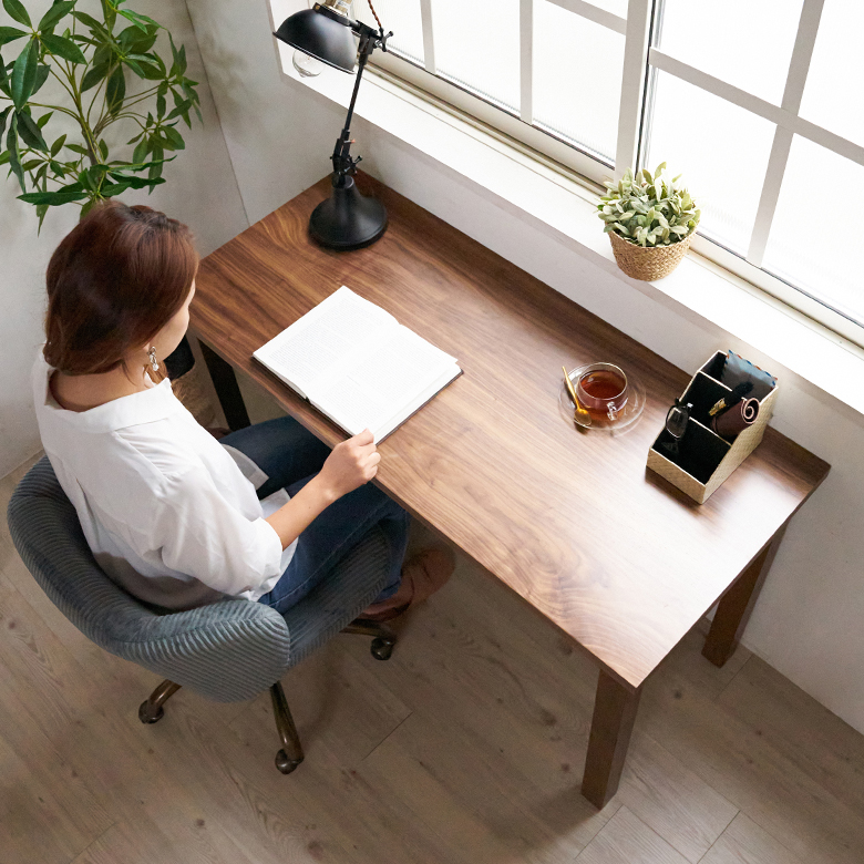 デスク 木製 W 120 × D 53 × H 72 スリム 引出し付き ウッド 木目