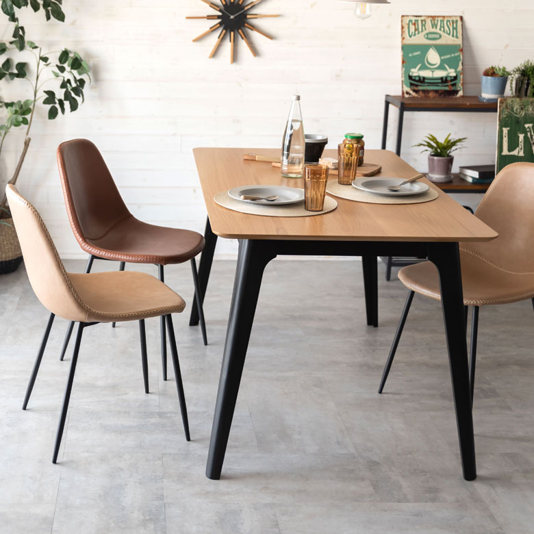 チェア ソフトレザー スチール 座面高 45cm ベージュ ブラウン [91482