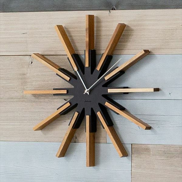 壁掛け時計 時計 ウォールクロック ウッド ブラック [92140