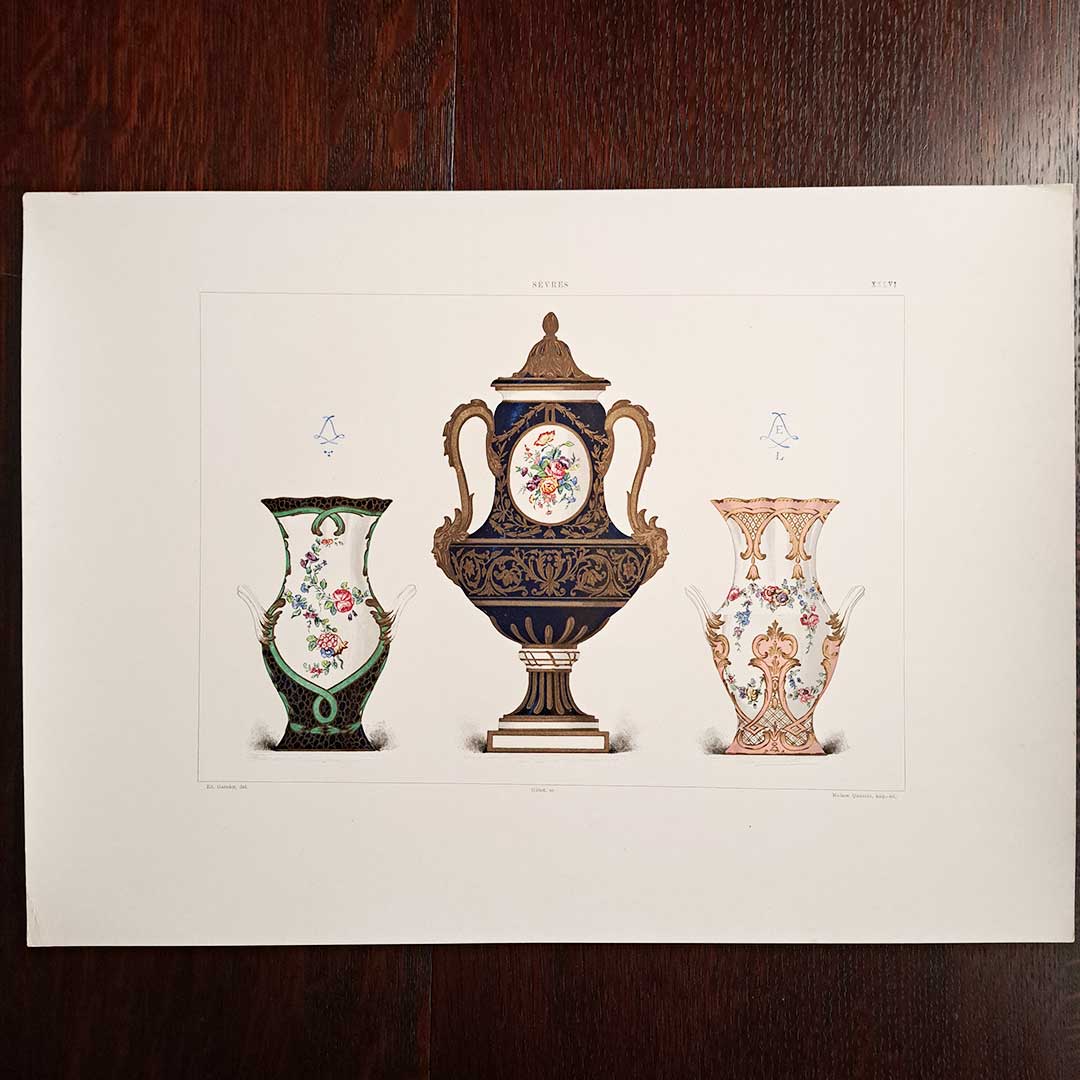 セーブルの軟質磁器「壺と花瓶」プレートNo.36