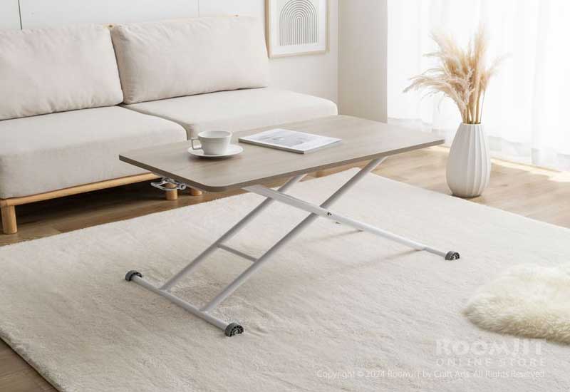 無段階ガス圧昇降式 テーブル 折りたたみ式 家具 キャスター付き