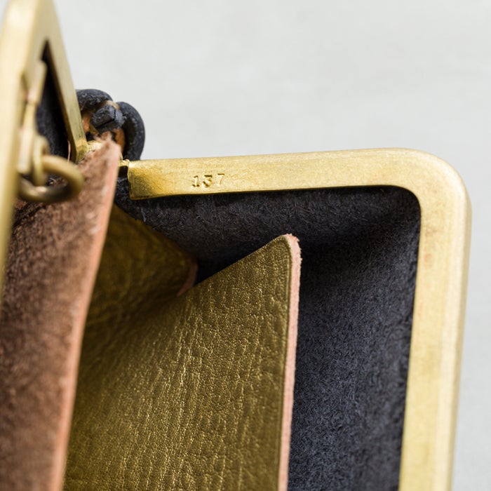 N25 レザーがま口ウォレット（クーズーストーン・大）