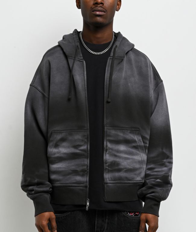 Ninth Hall Fundamentals Spray Black Wash Hoodie | Zumiez