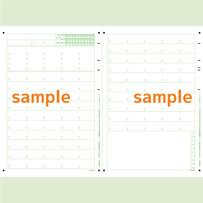 SN-0289 A4両面チェックマークシート年クラス番号20問5択[+1問20択/1問