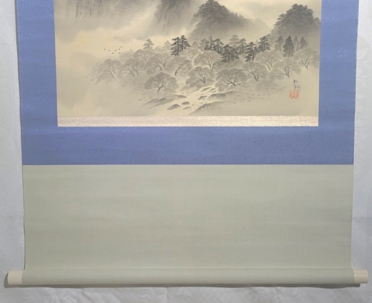 佐藤耕寛 山の風景 山水画 肉筆、絹本 箱無|サムライオークション