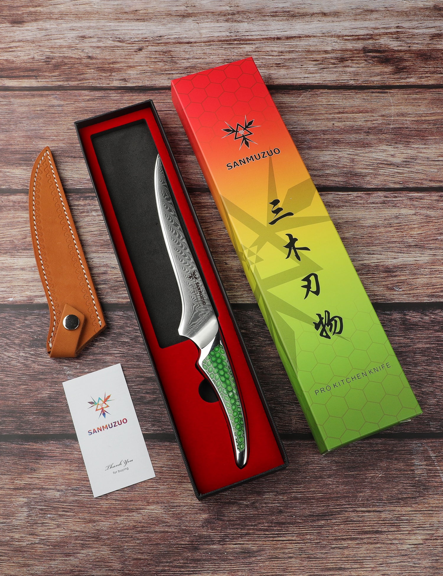SANMUZUO 7 inch Fillet Knife, Japanese VG-10 Damascus Steel