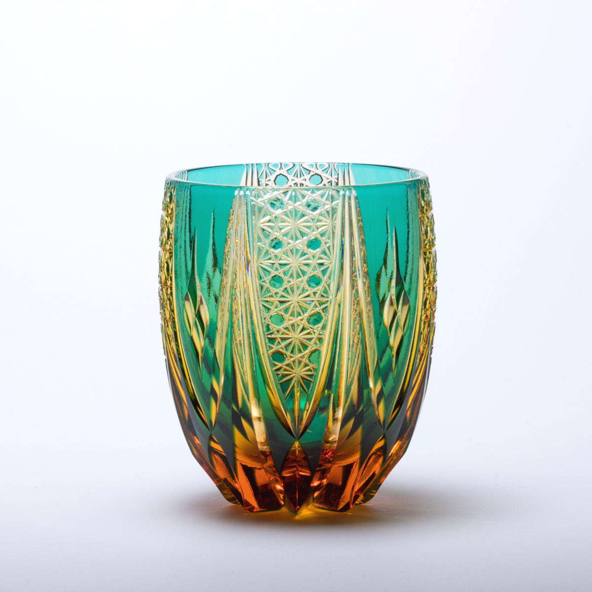 吉川太郎作 M-417 菊篭目に四菱文様 タンブラー – 硝子工房 彩鳳