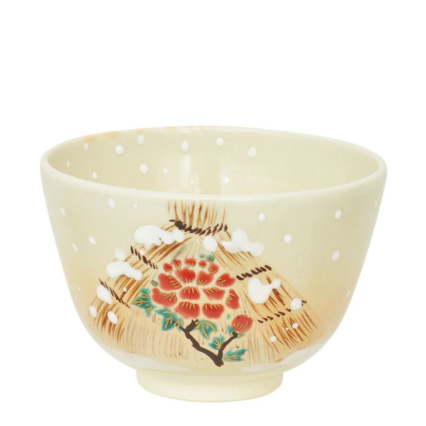 茶道具 抹茶茶碗（まっちゃちゃわん） 茶碗 色絵 雪牡丹 加藤 起楽