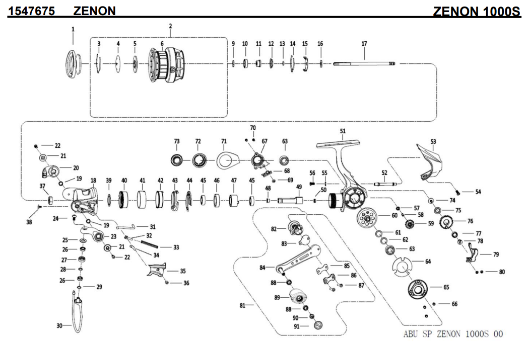 1547675 ZENON 1000S | PureFishing Japan 製品リールパーツリスト