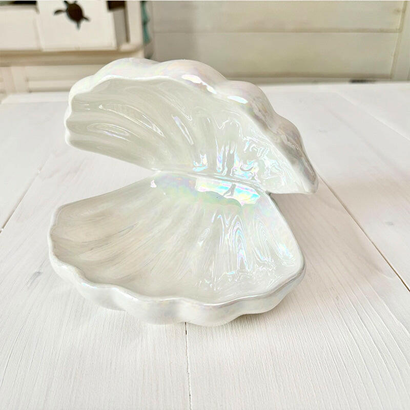 貝殻のライト付きトレー アクセサリートレイ ハワイアンシェルの置物