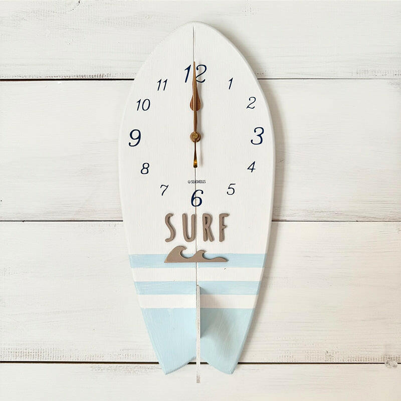 サーフボード型時計 ハワイアン壁掛け時計 フィッシュテールボード