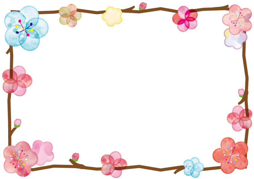 水彩風梅の花フレーム・枠
