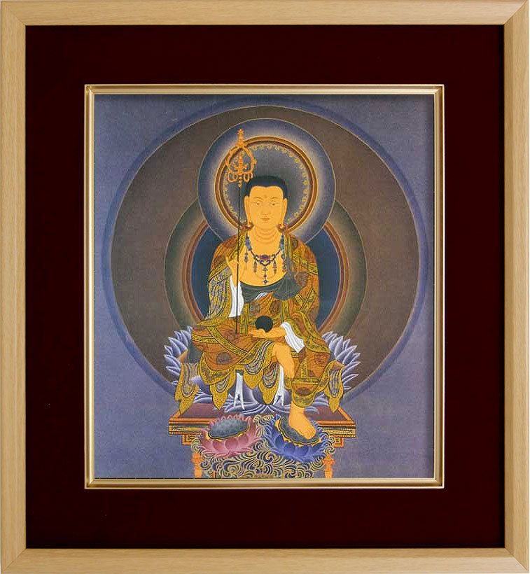 楽天市場】仏画 エンジ 色紙額 「勢至菩薩・84027」 複製画 額付き