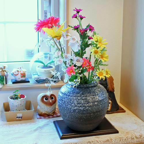 楽天市場】信楽焼 花瓶 コゲ 灰 散らし 丸 7号 陶器 おしゃれ 花入