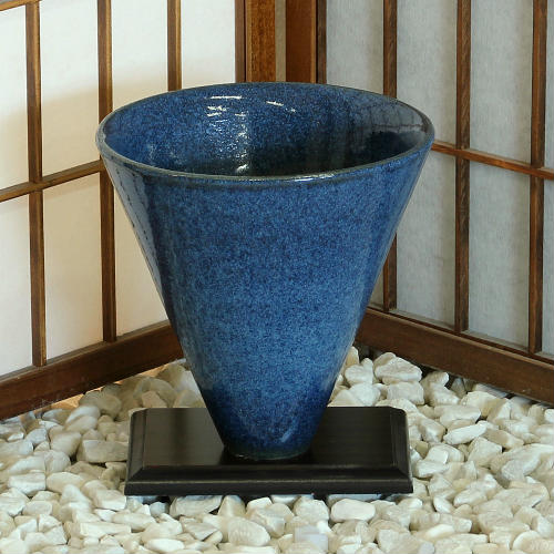 楽天市場】信楽焼 花器 青 ガラス 松皮 長 生花 池坊 立花 小原流