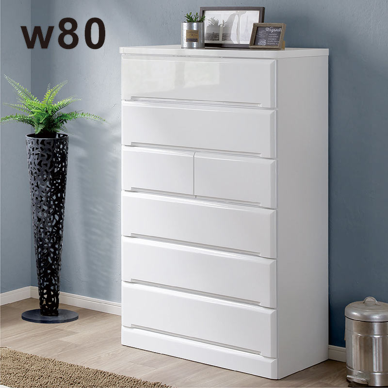 楽天市場】チェスト ハイチェスト 幅80 6段 箪笥 タンス ホワイト