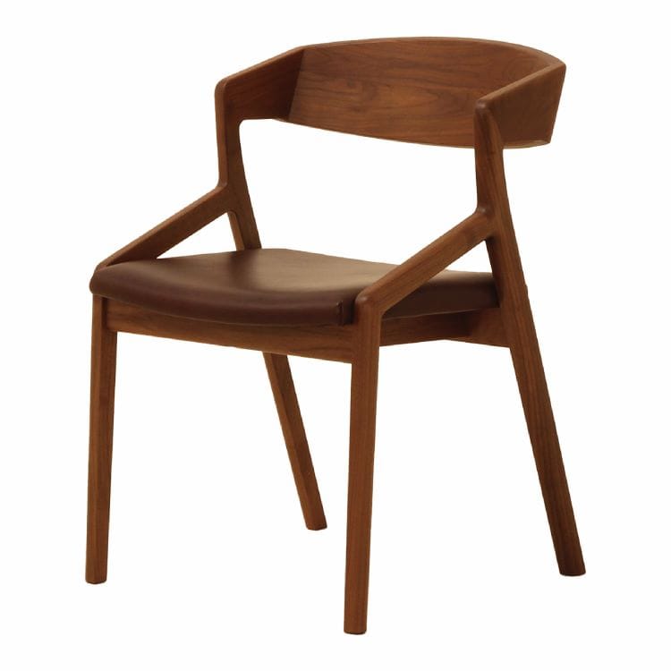 コロナ アームチェア (背もたれ木タイプ / レザー) (樹種