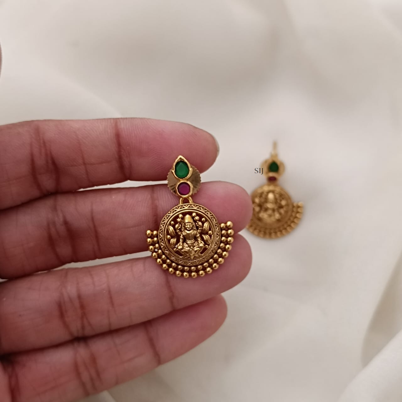 Temple Lakshmi One Gram Gold Ear Studs - South India Jewels
