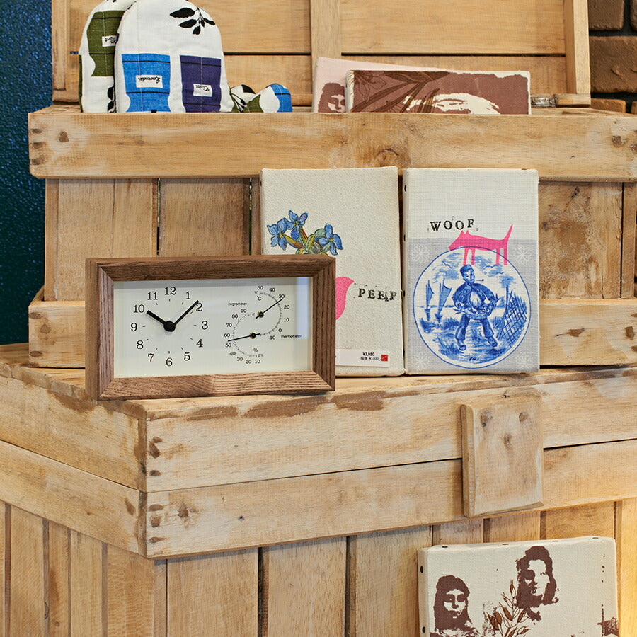 タカタレムノス 置き時計 プレイン フレーム 温湿度計付 クオーツ 電池