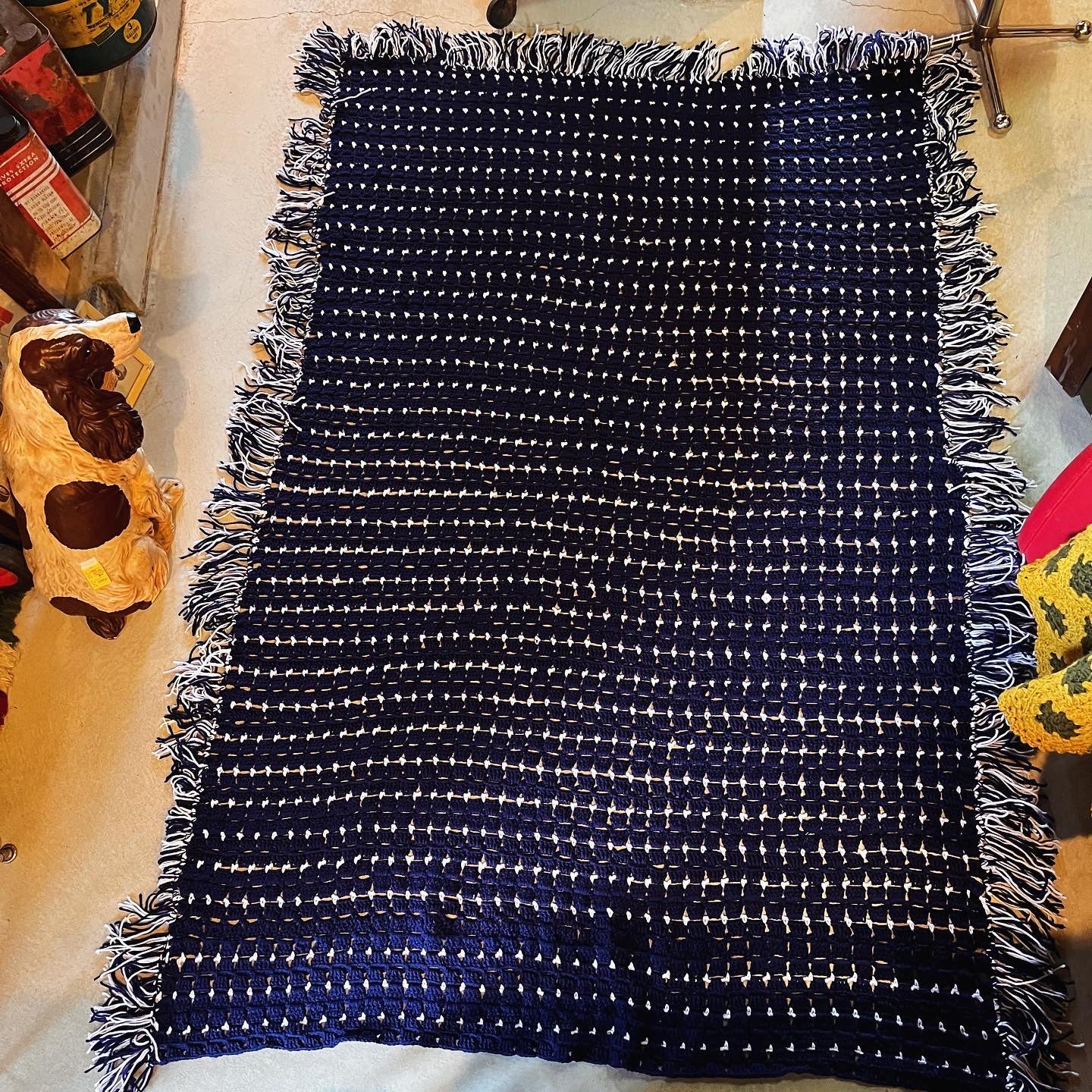 USA vintage】グラニーブランケット ネイビー×白 – 雑貨屋ポッポ