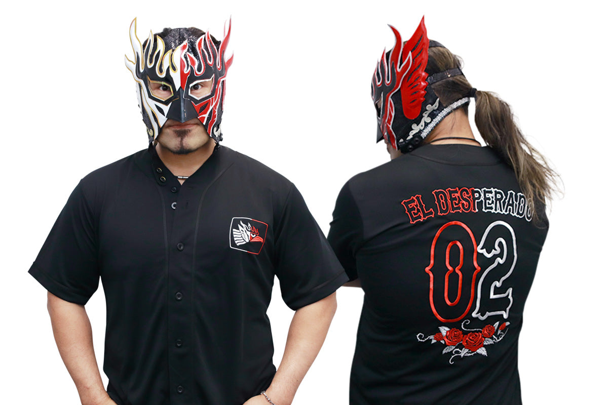 エル・デスペラード ベースボールシャツ（ブラック×ホワイト×レッド）