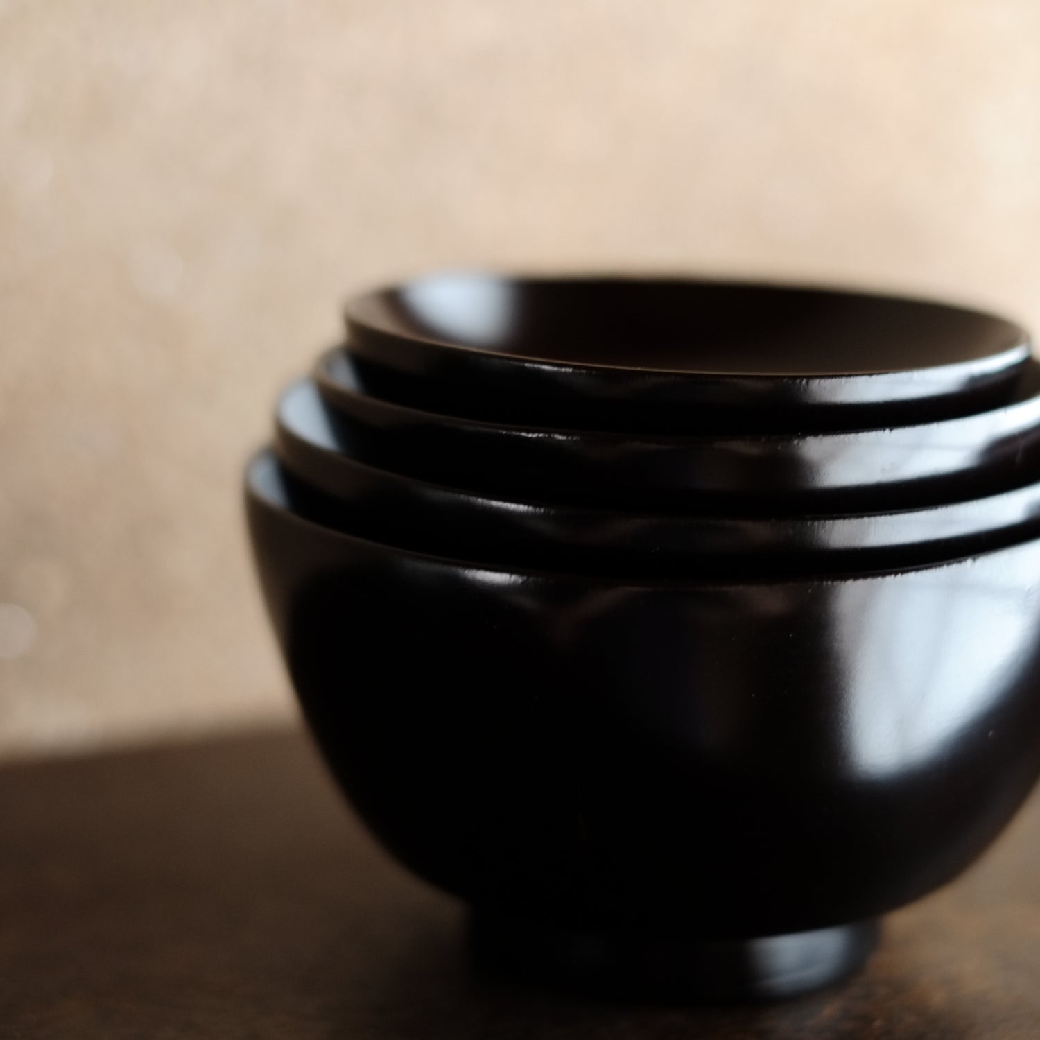 艶消漆】時代 輪島塗布着堅地 四つ椀 (明治時代) – 逢季荘