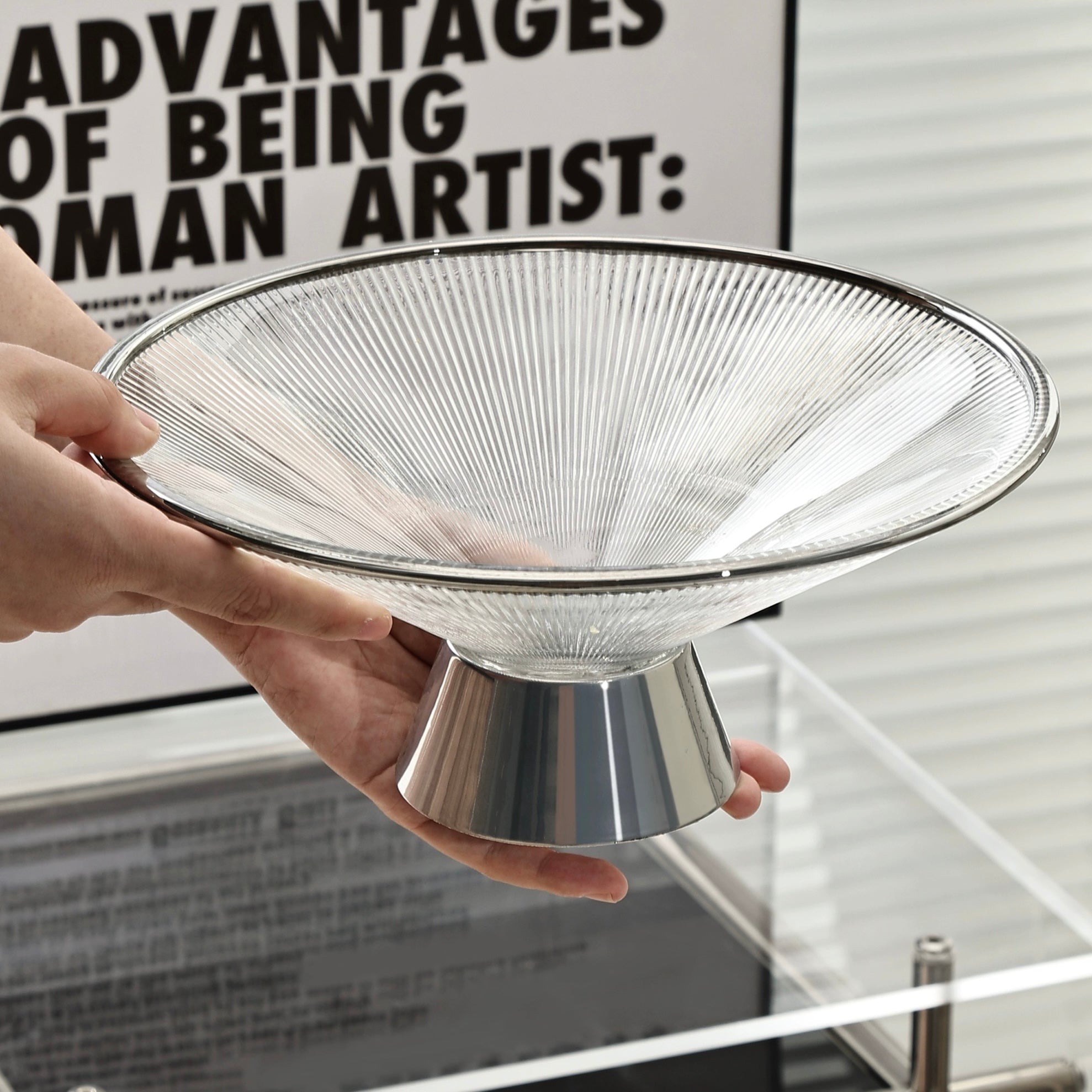 シルバー×デザインガラス コンポート