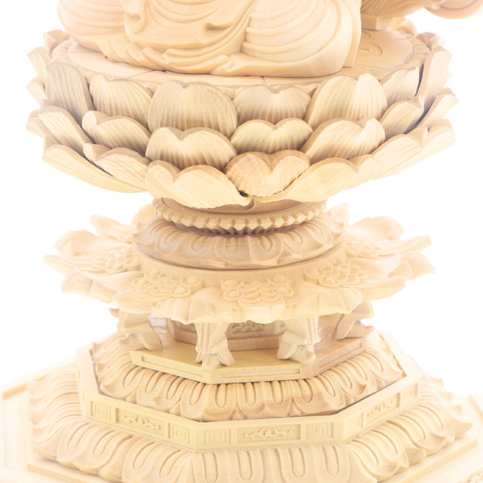 仏像 本柘植 八角台座 水煙光背 座釈迦 眼入 2寸 2.5寸 3寸 — 仏壇