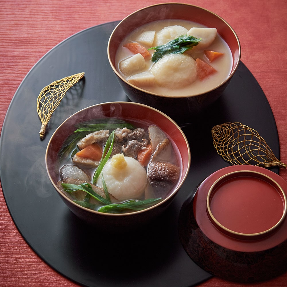 お餅屋さんのお雑煮と生姜香る白餅のけんちん雑煮 2種4個: 惣菜・ご飯
