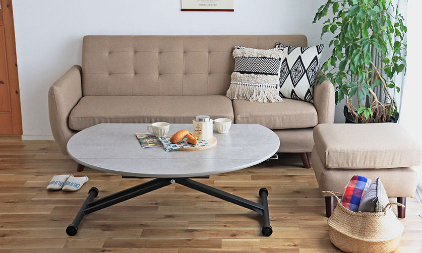 アイルス 人数やお部屋に合わせて形を変えられる昇降テーブル レバー1