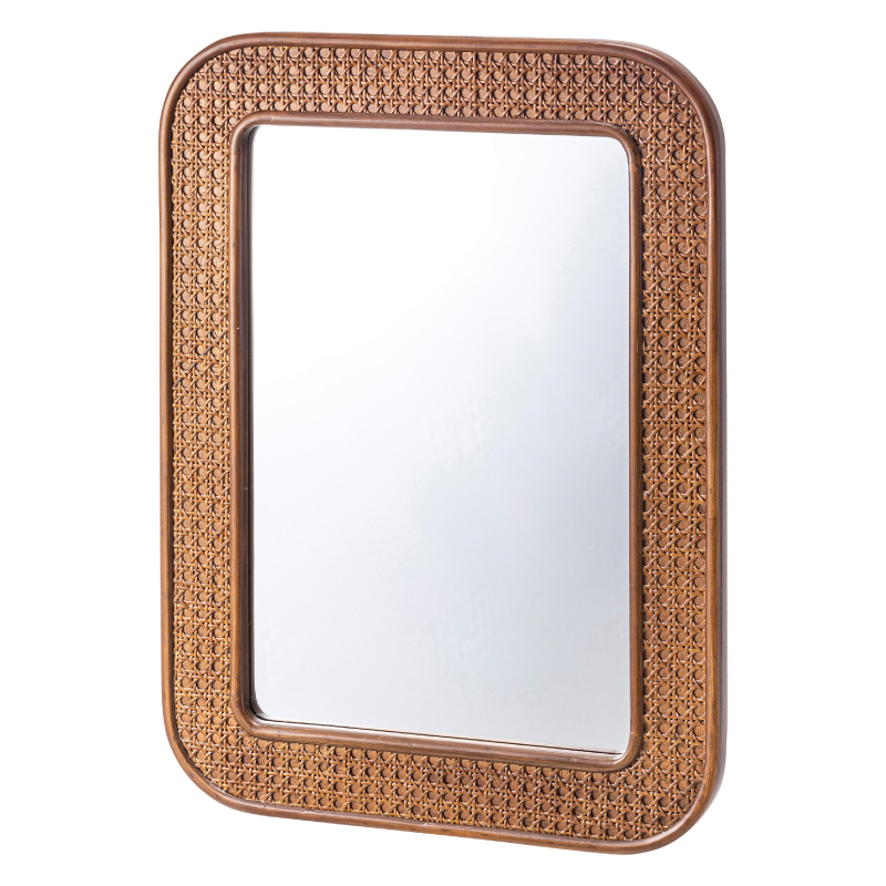 東谷 ミラー 鏡 ラタン おしゃれ 韓国インテリア かわいい ブラウン